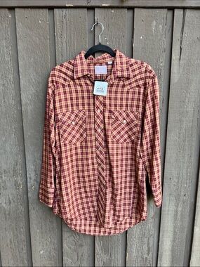 Vintage Western Pearl Snap Shirt in Burgundy/Orange